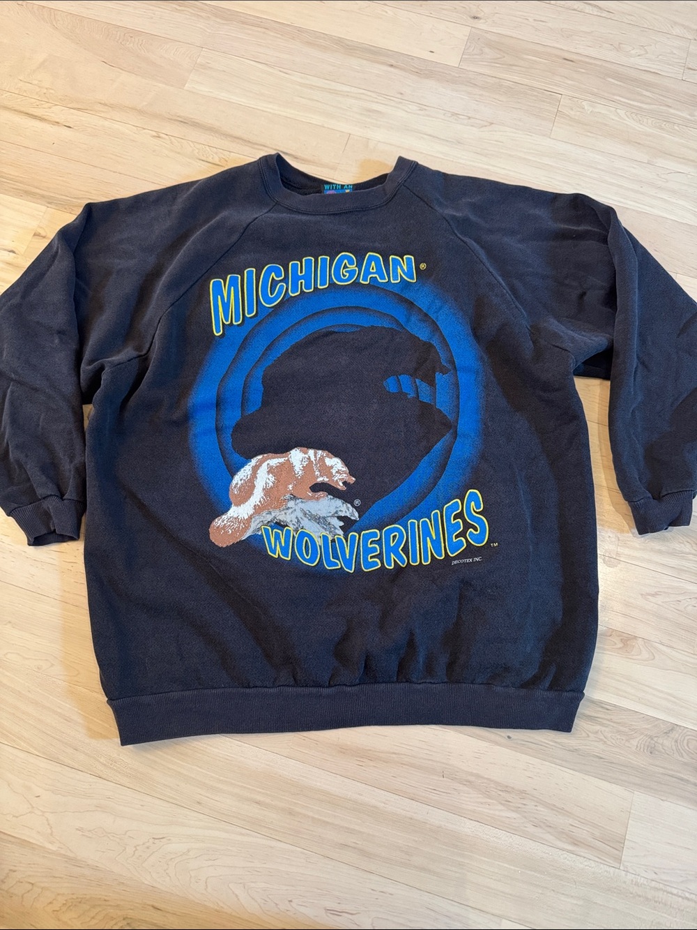 Vintage-University of Michigan-Wolverines-90s Graphic Shadow AOP Sweatshirt-USA
